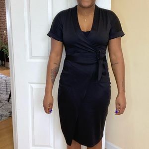 Petite tie wrap midi dress